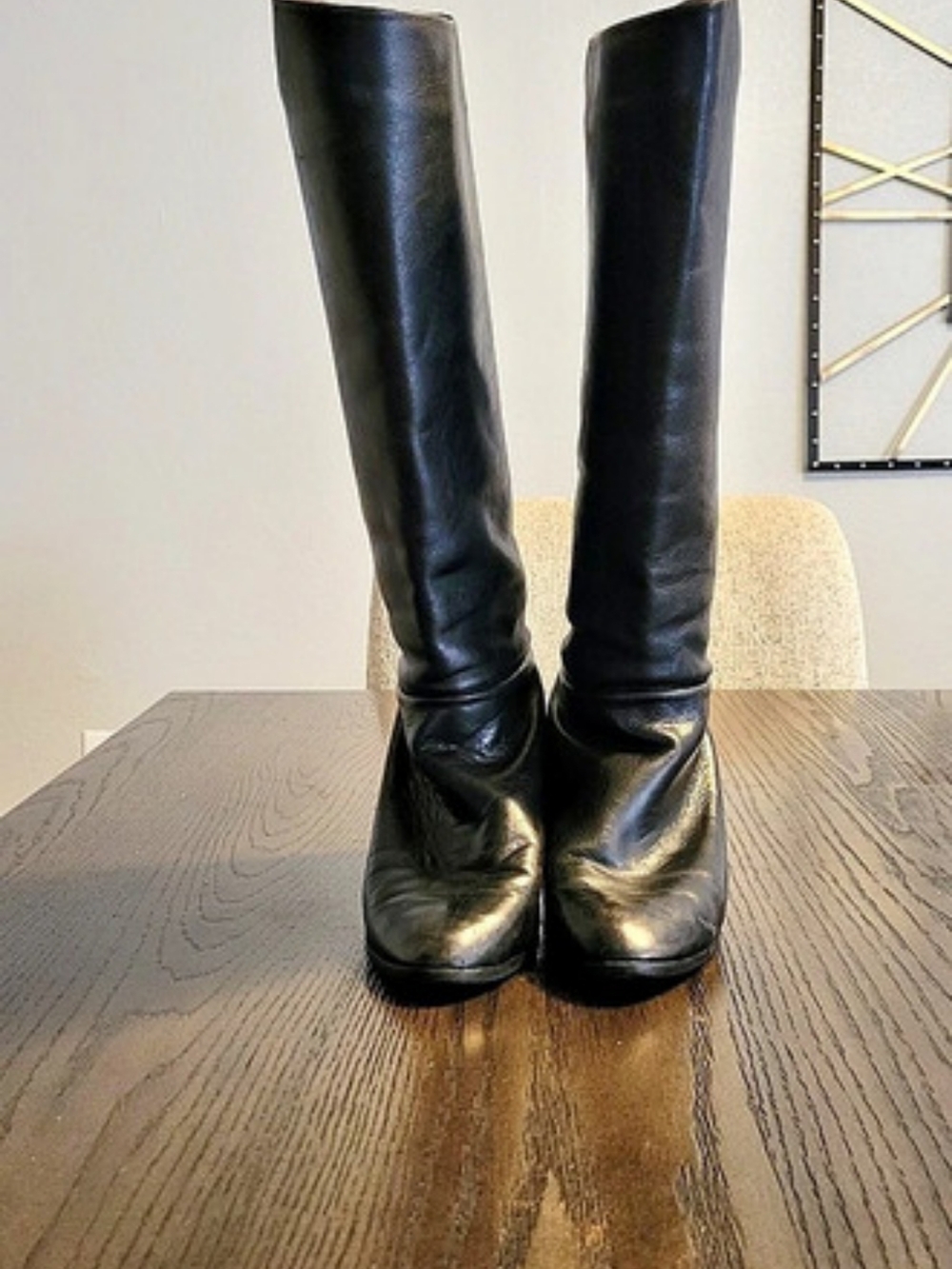 Hana Mackler Black Leather Knee-High Boots US 5.5